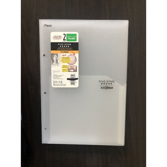NWT Five Star DuraShield Antimicrobial Partition Folder Clear With 2 Pockets - Picture 1 of 4